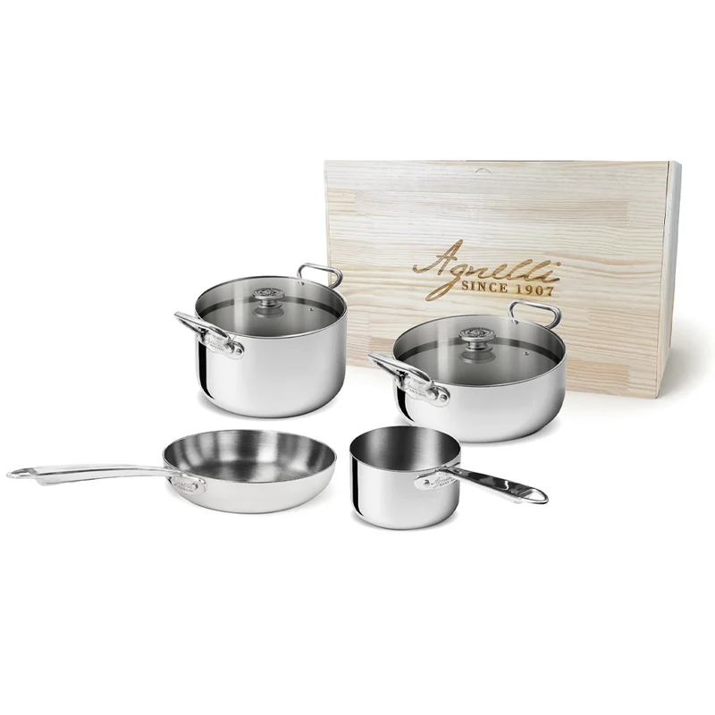 Alu-Inox 5-Ply Batteria Pentole Induzione In Alu-Inox Set 6 Pz