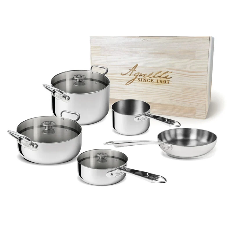 Alu-Inox 5-Ply Batteria Pentole Induzione In Alu-Inox Set 8 Pz