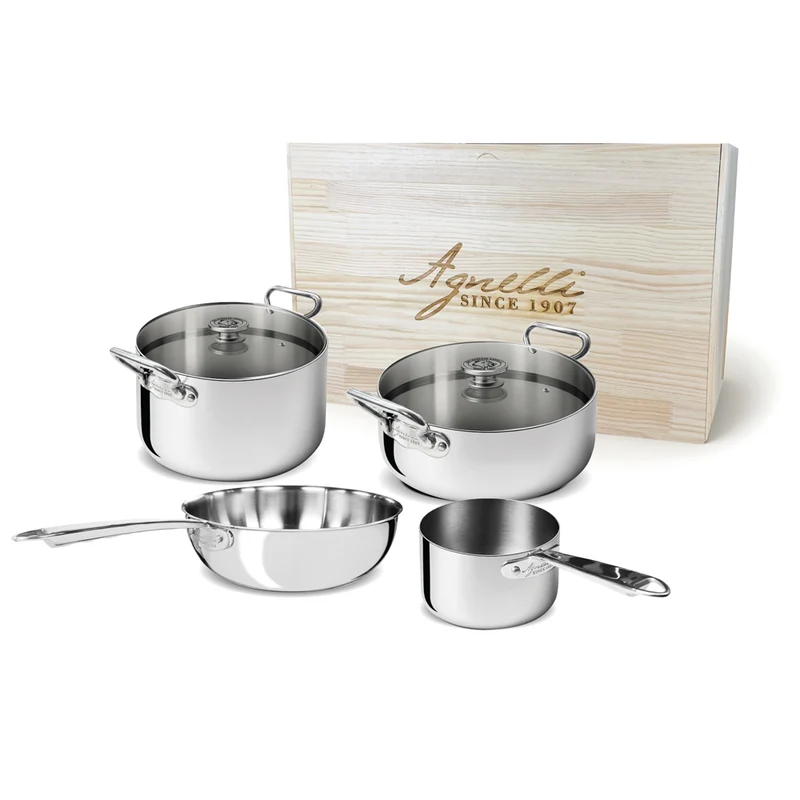 Alu-Inox 3-Ply Batteria Pentole Induzione In Alu-Inox Set 6 Pz