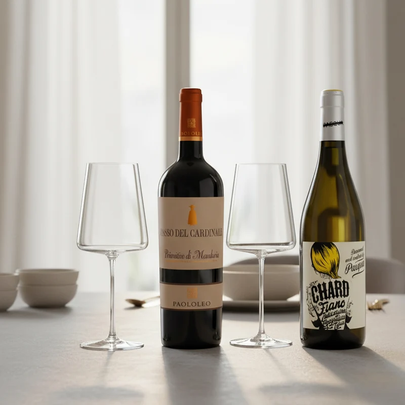 Set Calici Vino Bianco & Rosso + Primitivo di Manduria + Fiano Puglia IGT