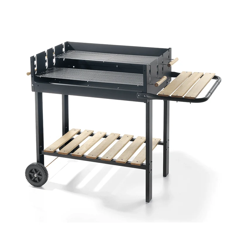 Barbecue '72-47 Eco' Ompagrill | Struttura In Acciaio Smaltato | Doppia Griglia Regolabile E Ruote