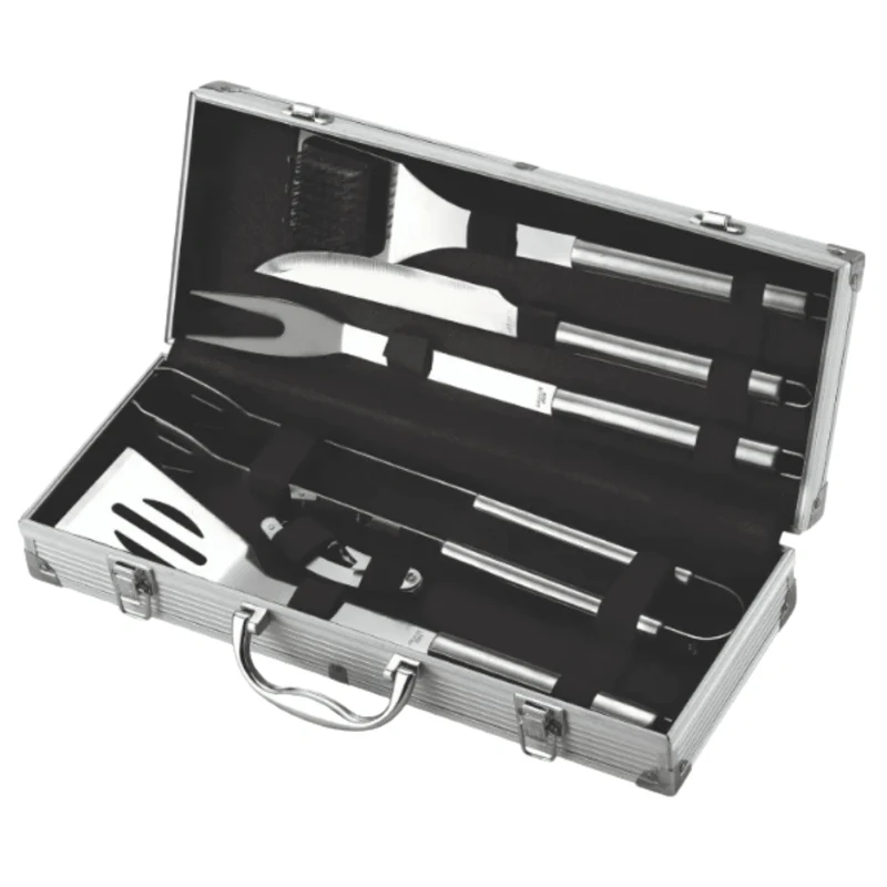 Set Per Barbecue Ompagrill | Kit Completo In Acciaio Inox Con Valigetta In Alluminio Professionale