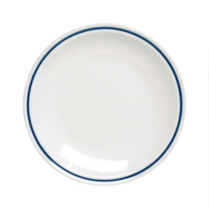 25 cm - AZ Piatto Piano In Porcellana Bianca con filo blu Set 12 Pz