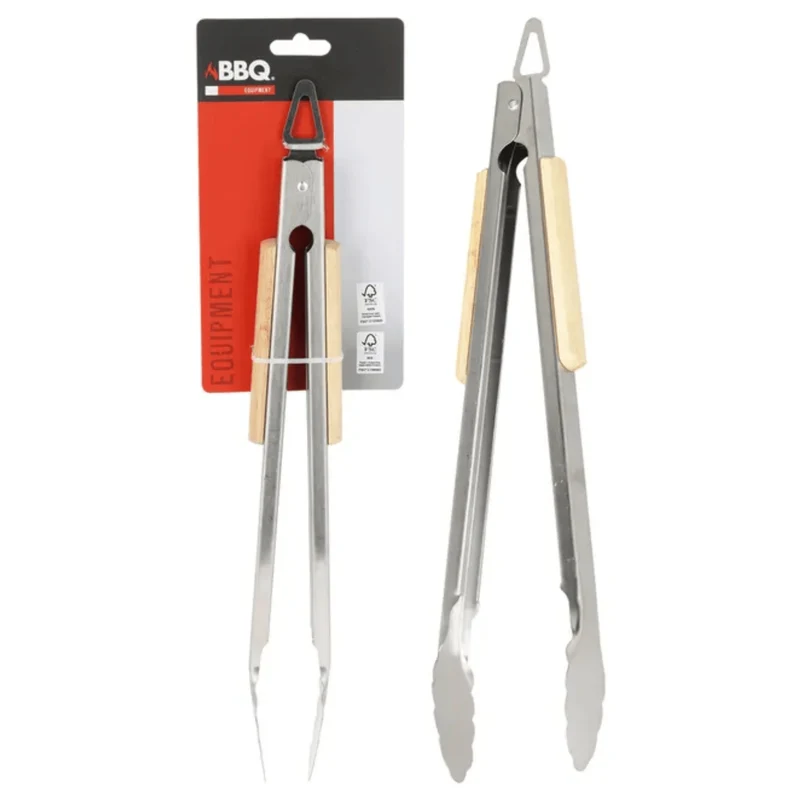Pinza Per Barbecue BBQ Koopman | Acciaio Inox Professionale | Manico In Legno Ergonomico