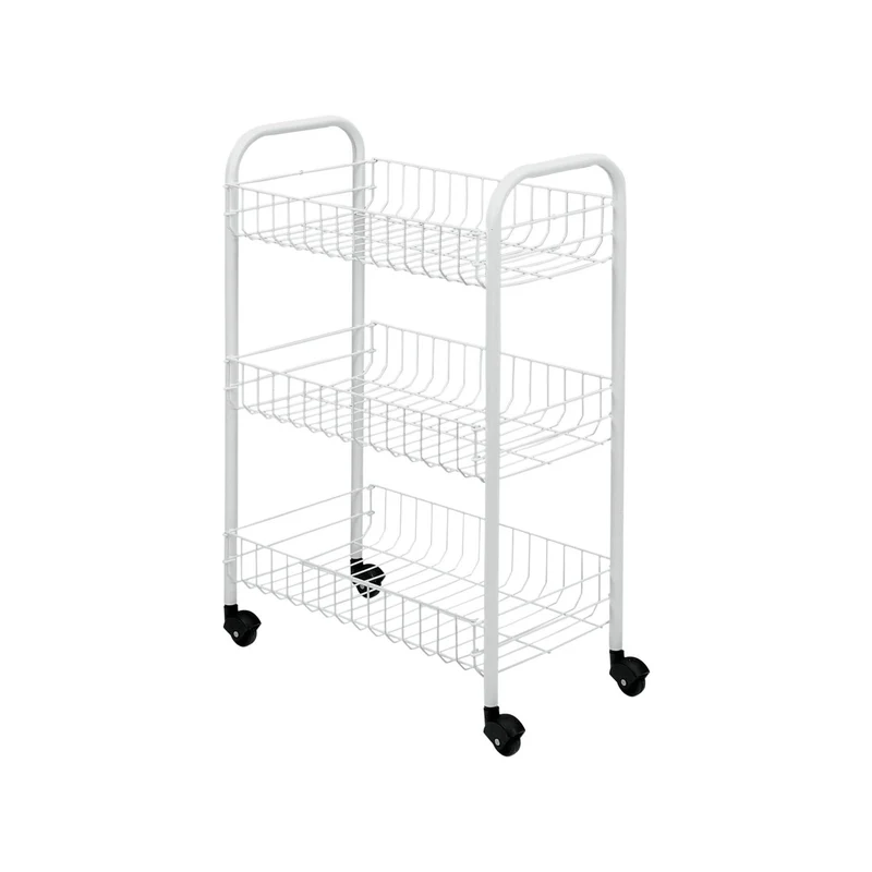 Carrello Da Cucina 3 Ripiani Bianco 40x26x62cm