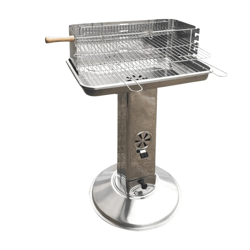 Barbecue El Gaucho Arizona Inox A Carbone | Griglia 54x35 Cm | Spiedo Girarrosto | 58x38x87h