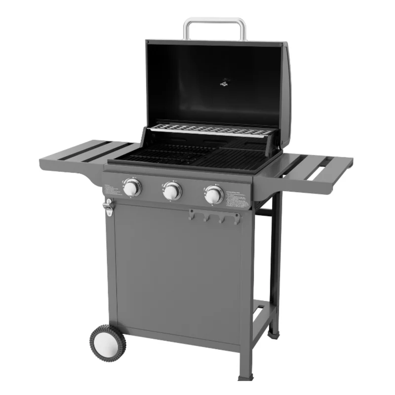 Barbecue A Gas Expert 3 Ompagrill | 3 Bruciatori Inox 9 Kw | Griglia Ghisa Smaltata 60x42