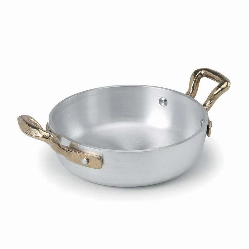 1932 Servizio In Tavola Tegamino Monoporzione In Alluminio Con Manici In Ottone