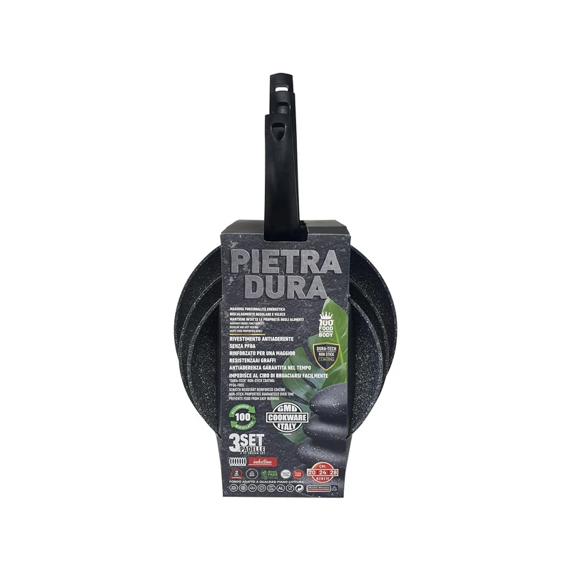 Padelle Induzione 3 Pezzi – Set Antiaderente Senza PFOA 20/24/28 cm