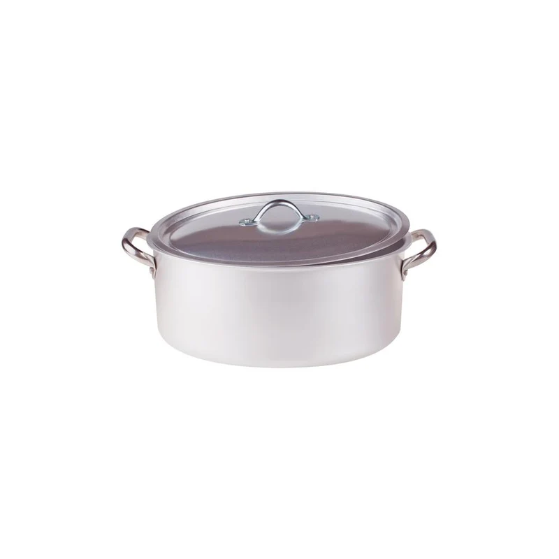 Alluminio 3mm Professionale Casseruola Alta Ovale Con Coperchio e 2 Maniglie Inox