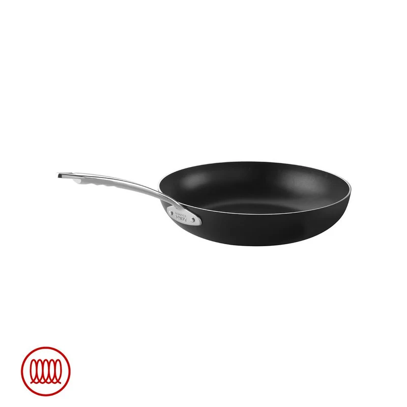 AlBlack 1907 Padella Alta Induzione In Alluminio Antiaderente 3mm Con Manico Inox