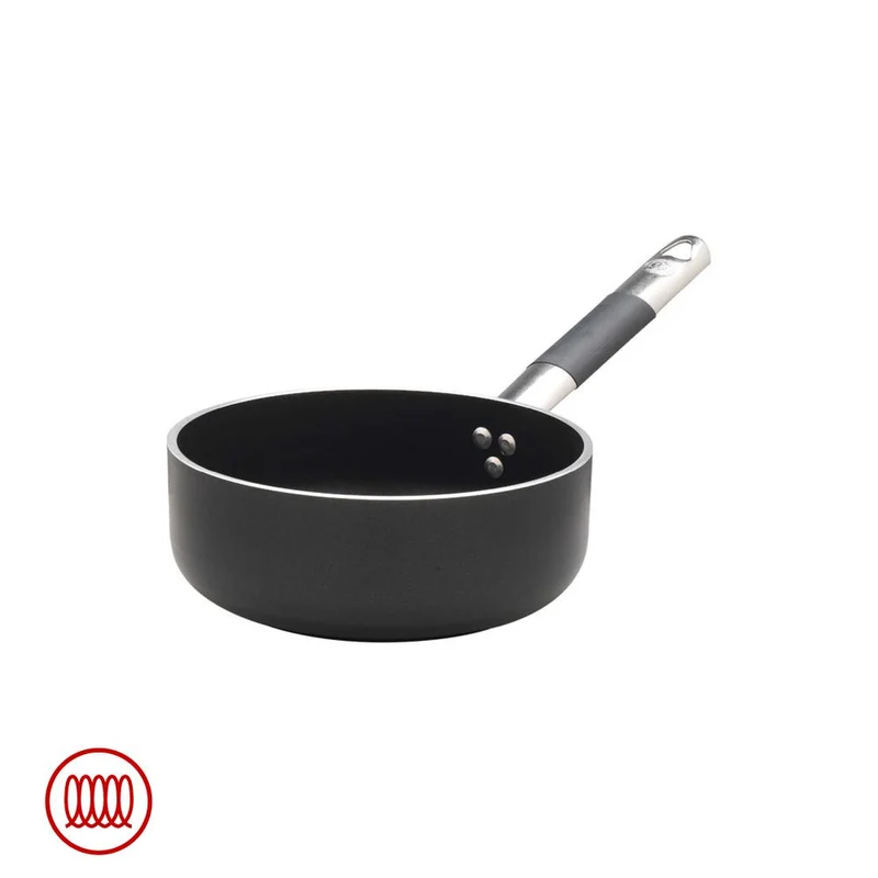 AlBlack Casseruola Bassa Induzione In Alluminio Antiaderente 5mm Con Manico Cool Inox