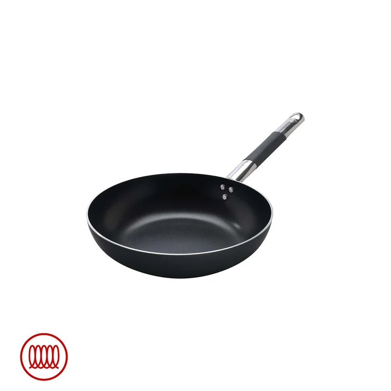 AlBlack Padella Alta Svasata Induzione In Alluminio Antiaderente 5mm Con Manico Cool Inox
