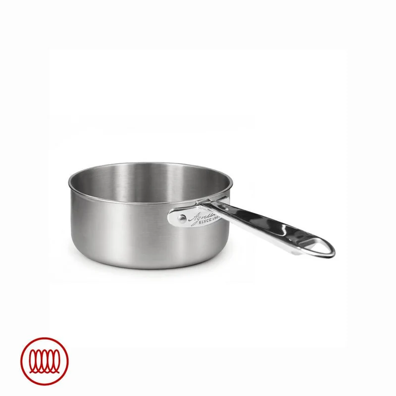 Alu-Inox 3-ply Casseruola Bassa Induzione Con Manico Tubolare In AluInox