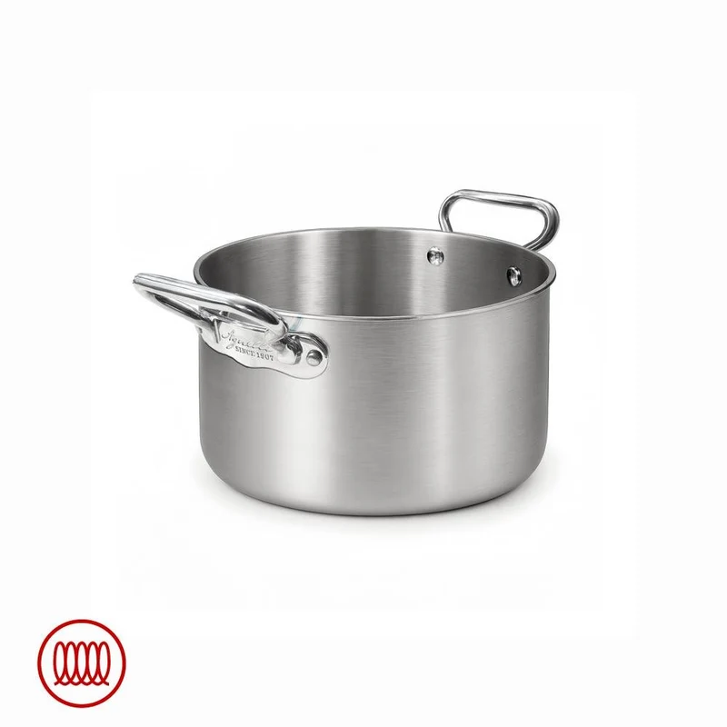 Alu-Inox 3-ply Casseruola Alta Induzione Con Due Maniglie In AluInox