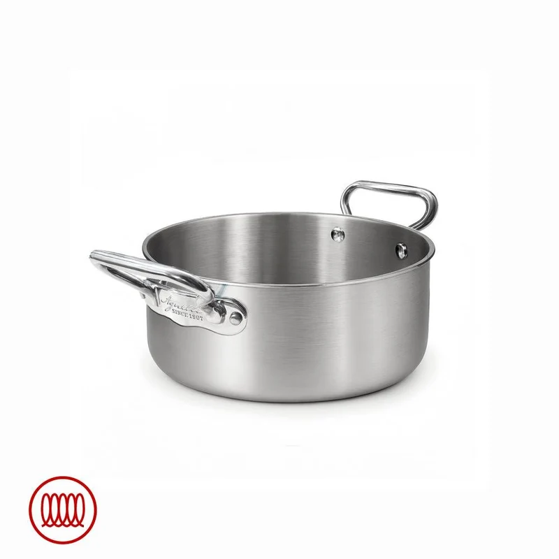 Alu-Inox 3-ply Casseruola Bassa Induzione Con Due Maniglie In AluInox