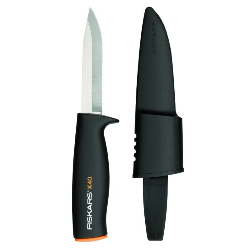 Coltello Multiuso Fiskars Professionale | Lama Acciaio Inox 10 Cm | Manico Ergonomico Plastica | Outdoor Avventura Sicurezza