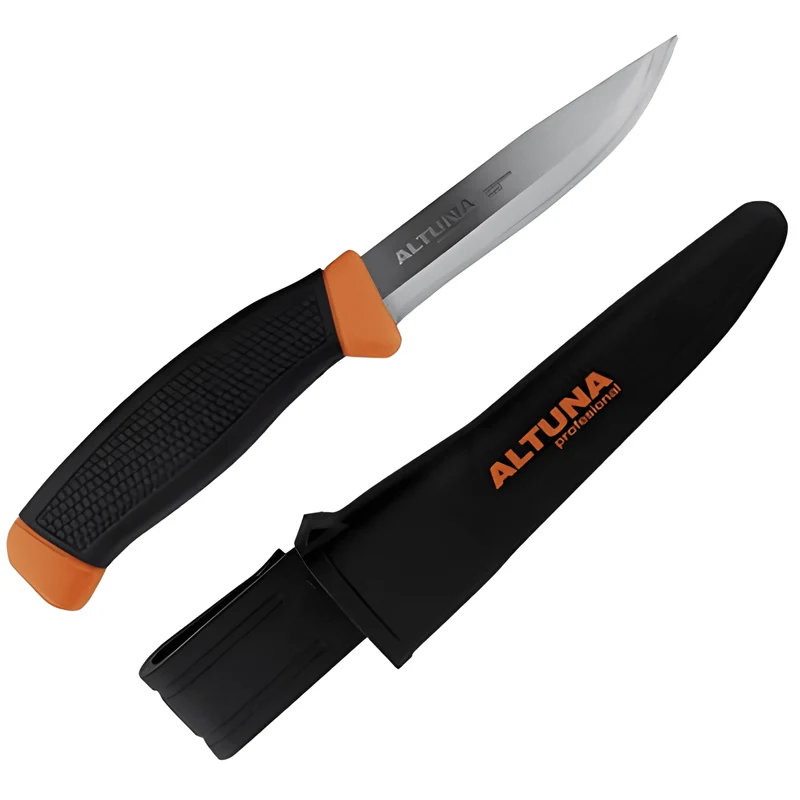 Coltello Multiuso Altuna 8450 | Lama In Acciaio Inossidabile 22 Cm | Impugnatura Ergonomica Bi-Componente | Custodia Inclusa