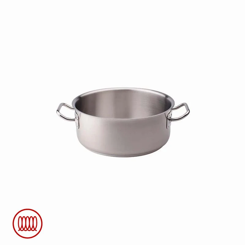 Acciaio Inox Casseruola Bassa Induzione Con Due Maniglie