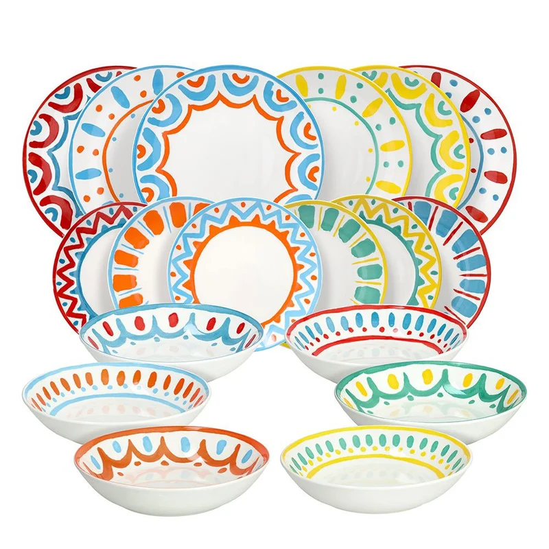 Madison Vietri Servizio Piatti In Porcellana Decorata - Set 18 Pz