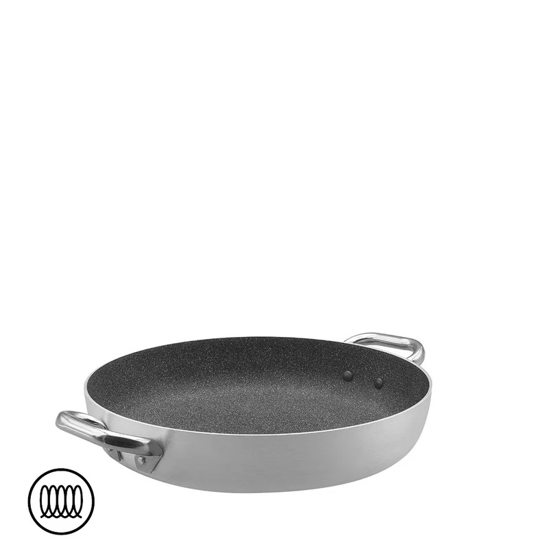SharkSkin Tegame Basso In Alluminio Antiaderente Induzione Con 2 Maniglie Acciaio Inox