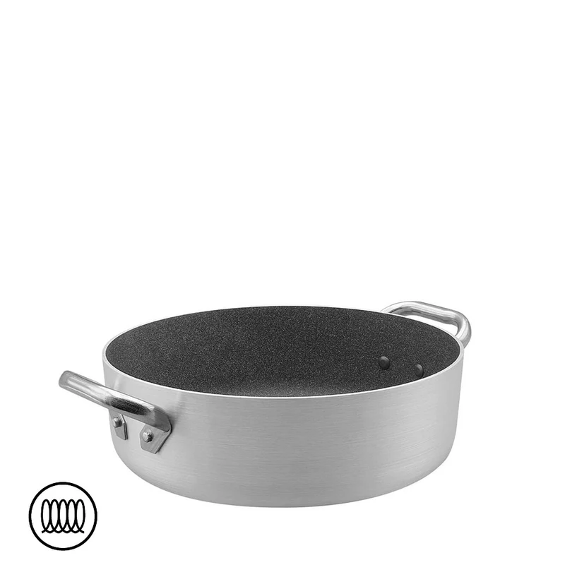 SharkSkin Casseruola Bassa In Alluminio Antiaderente Induzione Con 2 Maniglie Acciaio Inox