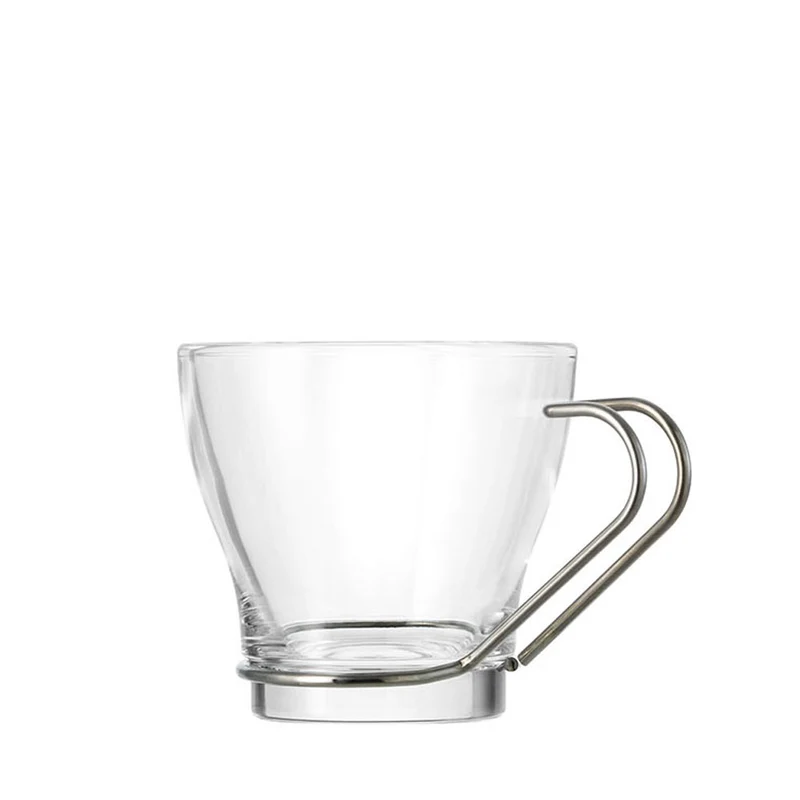 11 cl - Debora Tazzina Caffè In Vetro Con Manico In Acciaio - Set 6 Pz