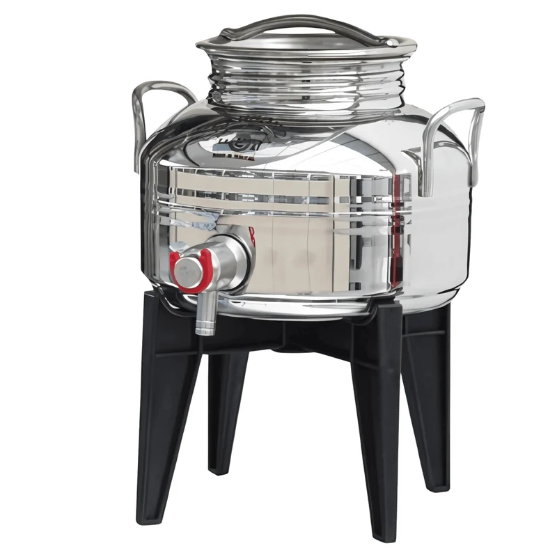 Contenitore Professionale Sansone Per Olio | Fusto In Acciaio Inox 2/5 Litri | Con Supporto In Plastica
