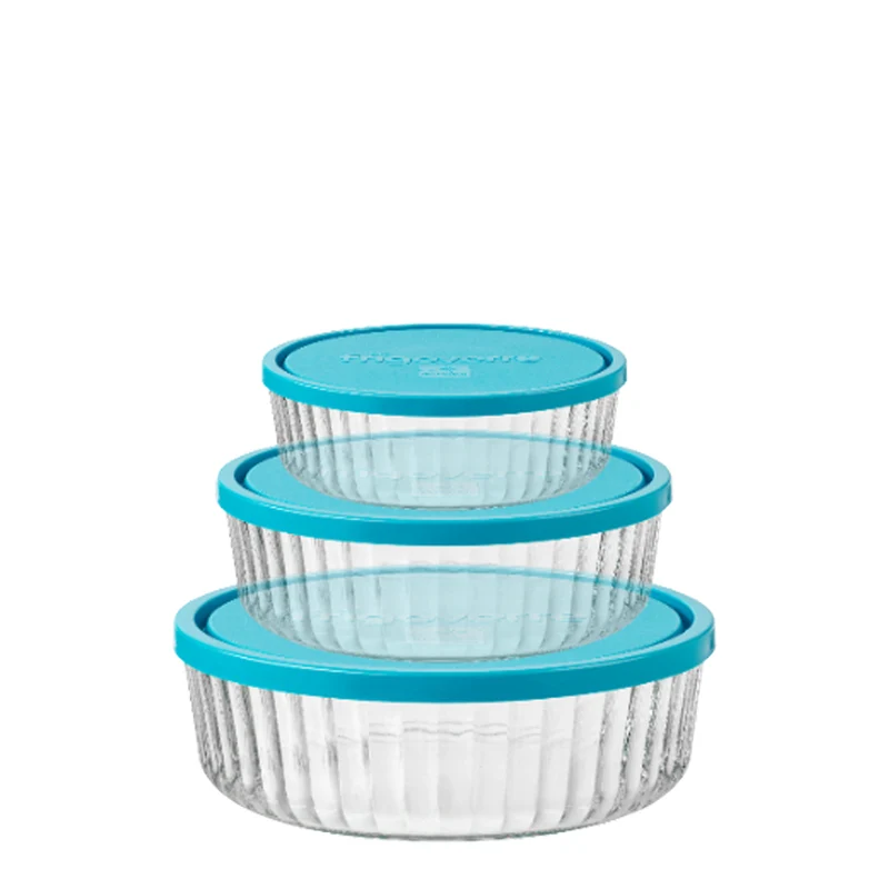 Frigoverre Brillante Set Contenitore Per Alimenti Rotondo In Vetro - Set 3 Pz