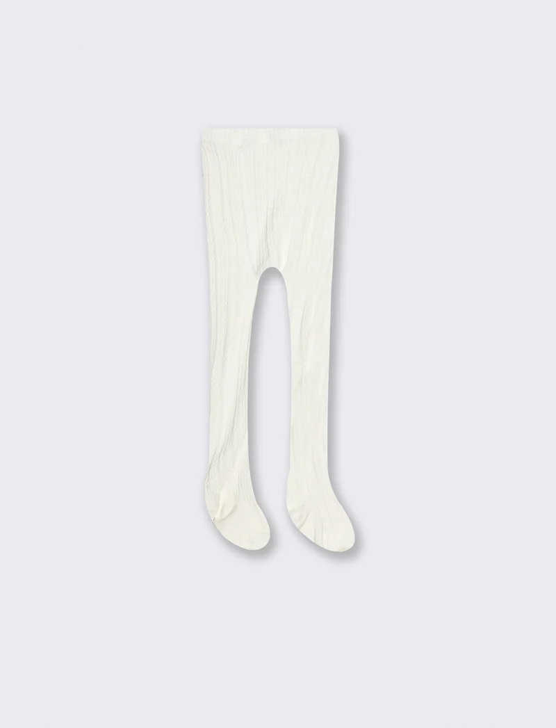 Calze calde con lavorazione a treccine - Bianco sporco