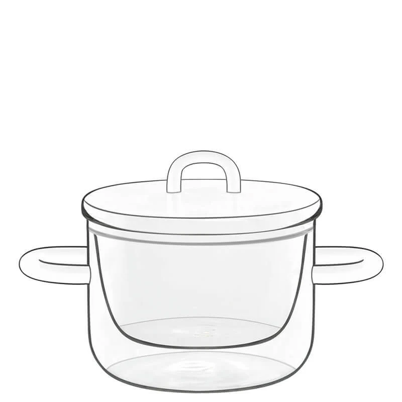 25 cl - Thermic Glass Pentolino Con Coperchio In Vetro Termico - Set 2 Pz