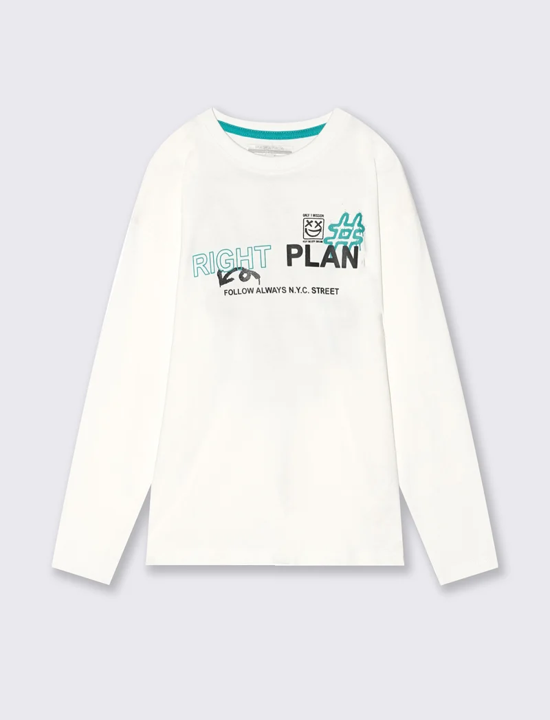 T-shirt oversize con stampa versatile - Bianco latte