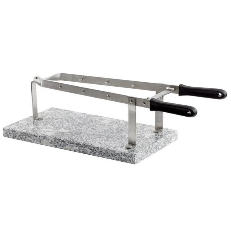 25x45 cm - Morsa Prosciutto In Acciaio Inox Con Base In Pietra
