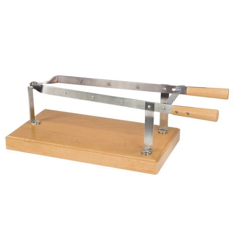 25x45 cm - Morsa Prosciutto In Acciaio Inox Con Base In Legno