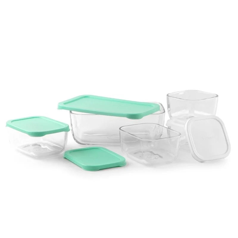 Combo Set Contenitori Per Alimenti Ermetici In Vetro - Set 5 Pz