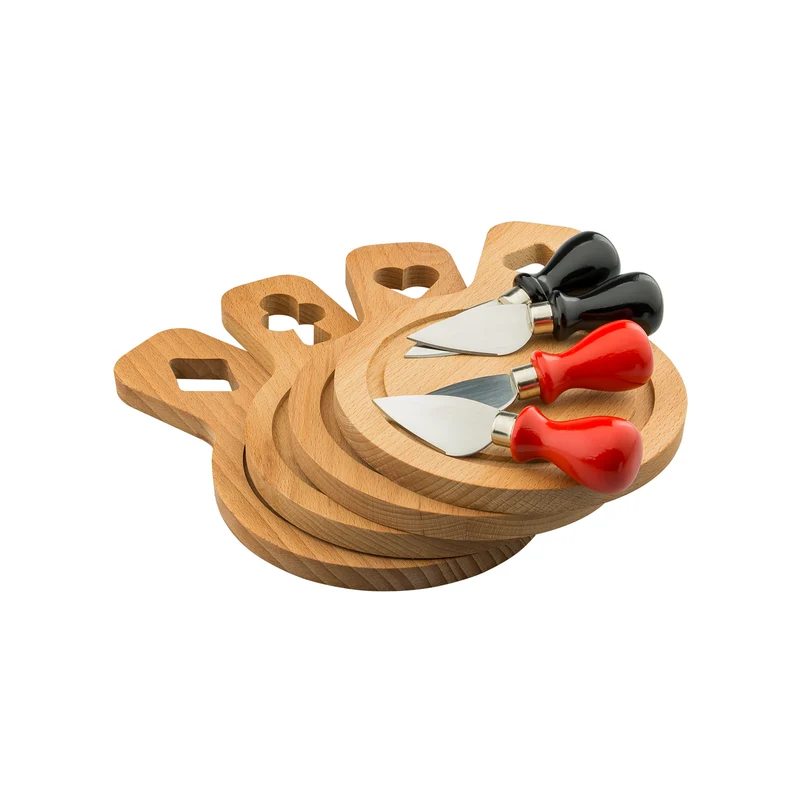 Set 4 Taglieri Con 4 Coltelli Per Formaggio