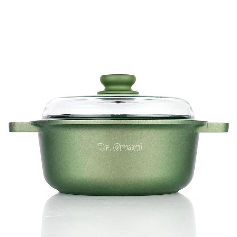 Dr.Green Stone Casseruola Alta Antiaderente In Alluminio Con Coperchio In Vetro
