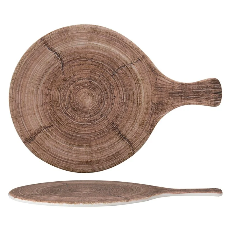 24.5 cm - Tagliere Rotondo In Porcellana Effetto Legno - Set 4 Pz