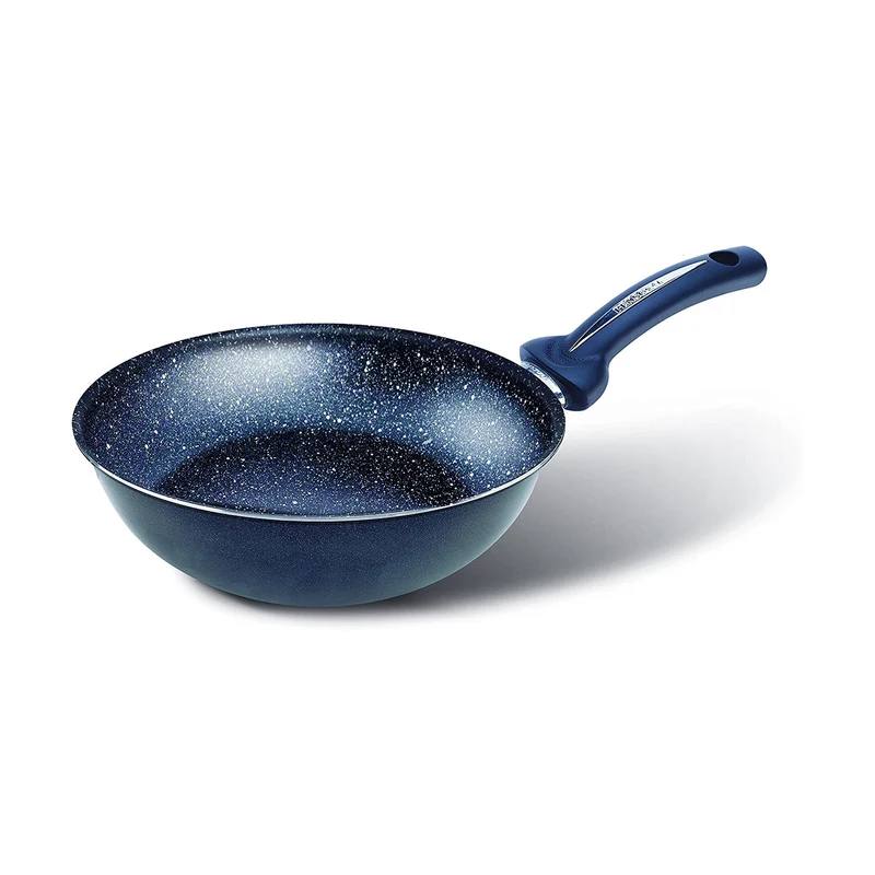Wok 28 cm Antiaderente Effetto Pietra per Induzione con Fondo Inox Made in Italy