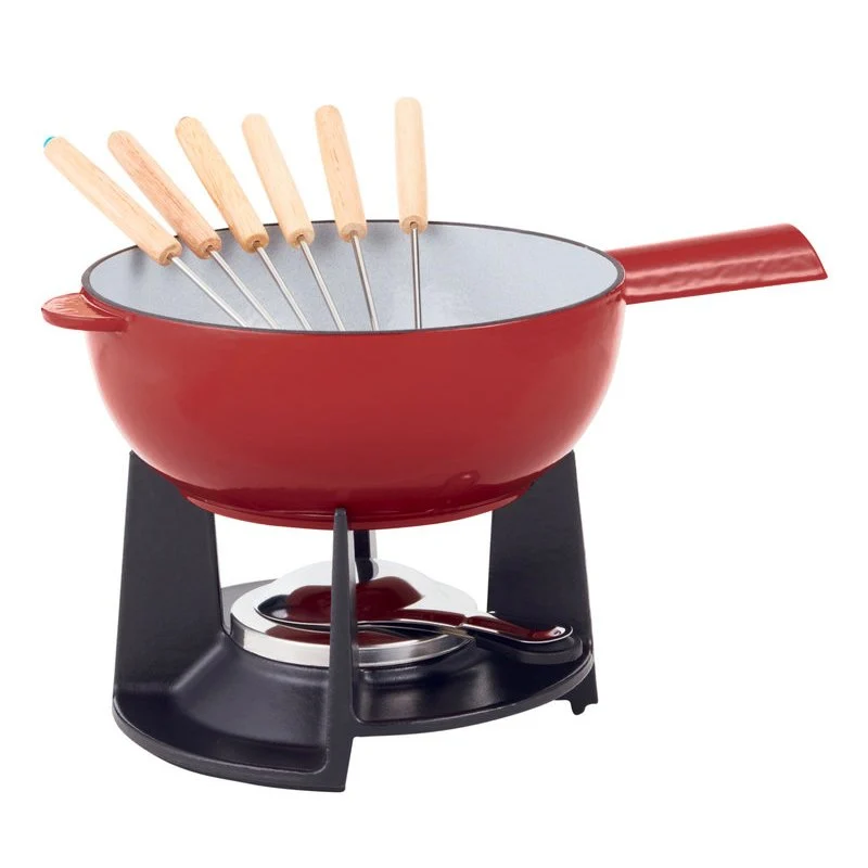 1.8 Lt - Normandie Set Fonduta Per 6 Persone In Ghisa