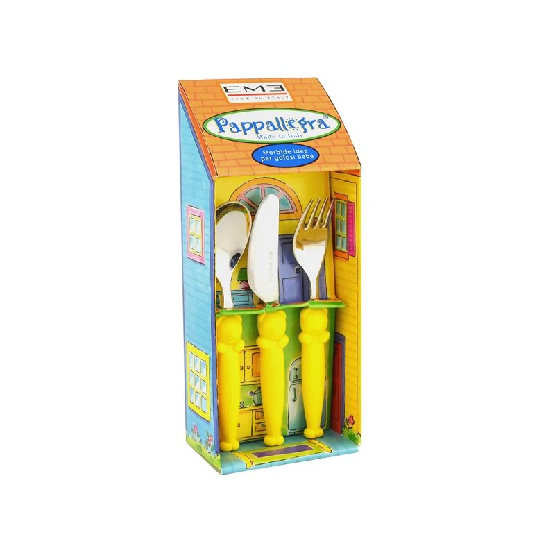 Set 3 Posate Per Bambini Pappallegra Giallo