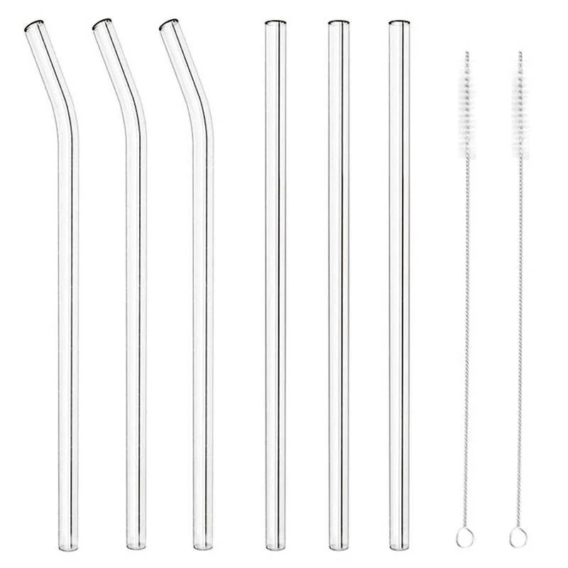 21.5 cm - Cannucce Riutilizzabili 8 mm In Vetro Set 6 Pz