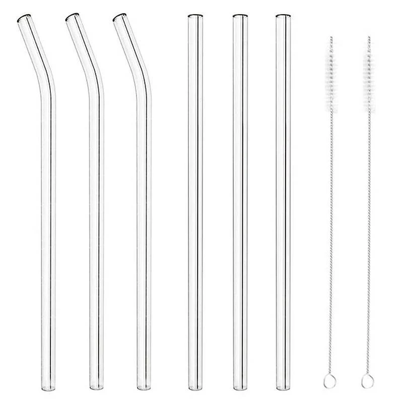 21.5 cm - Cannucce Riutilizzabili 10 mm In Vetro Set 6 Pz