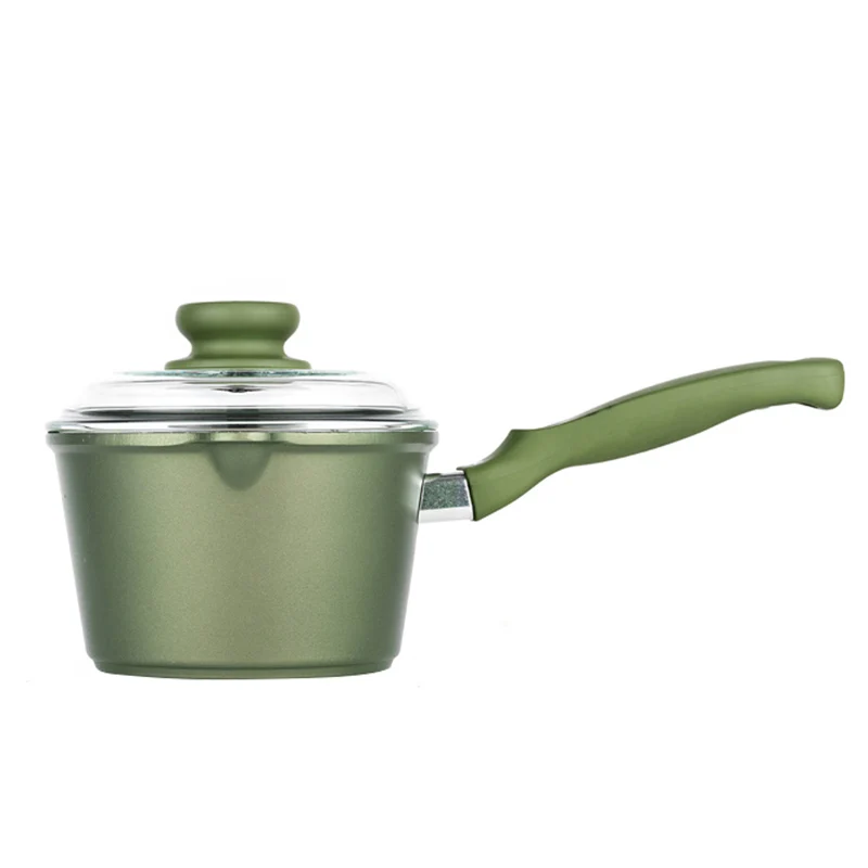 16 cm - Dr.Green Stone Casseruola Con Manico Antiaderente In Alluminio Con Coperchio In Vetro