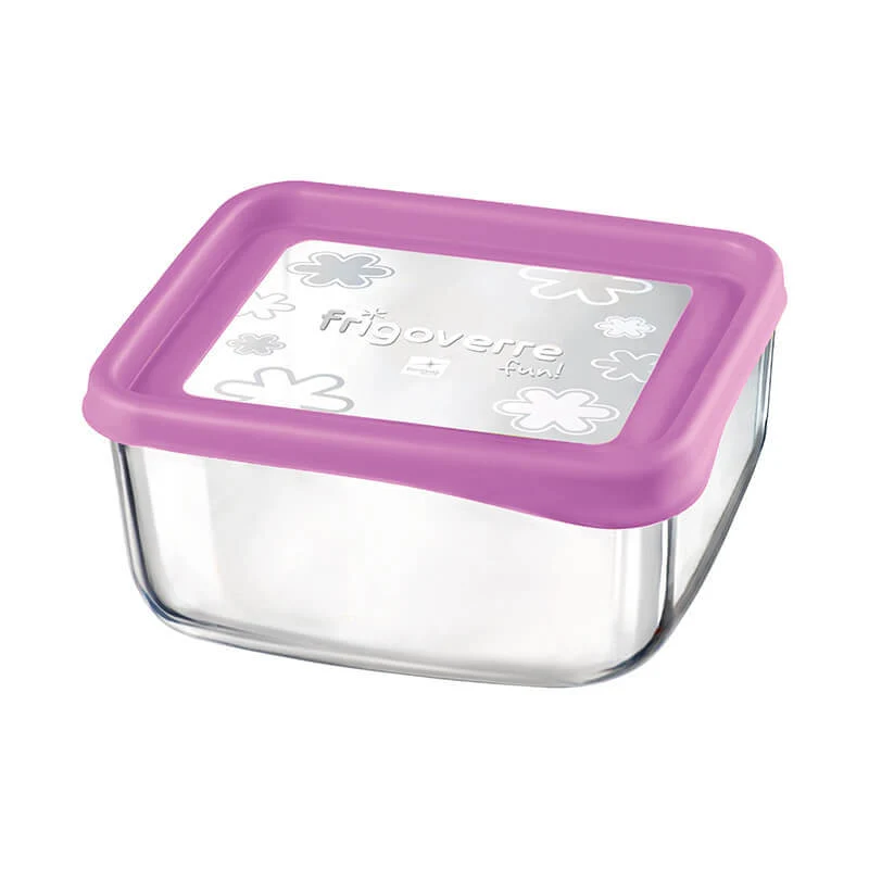 19x19 cm - Frigoverre Fun Contenitore Per Alimenti Quadrato In Vetro