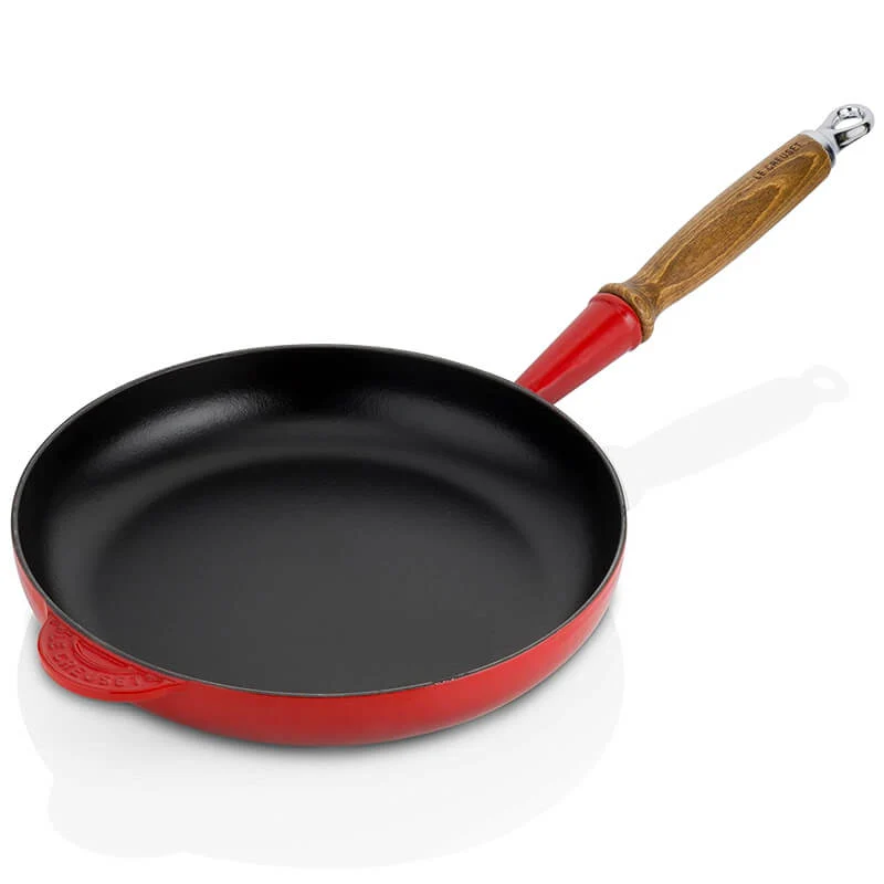 26 cm - Tradition Padella In Ghisa Smaltata con Manico In Legno