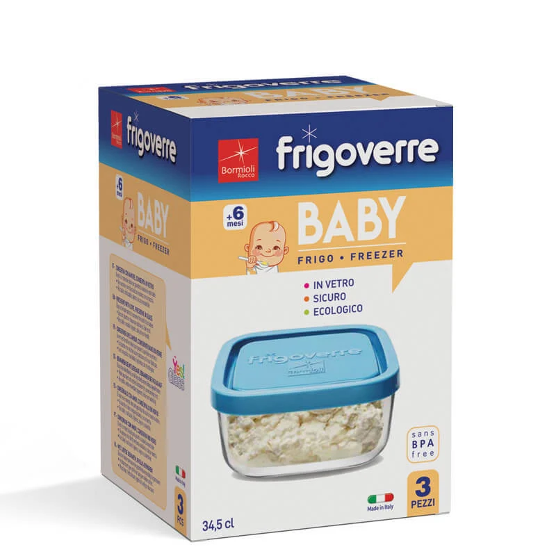 10x10 cm - Frigoverre Classic Contenitore Per Alimenti Quadrato - Set 3 Pz