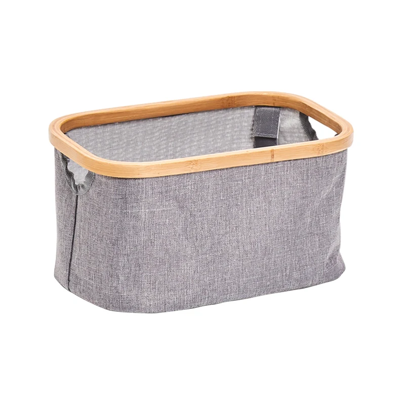 Cesto Portaoggetti Poliestere/Bamboo Grigio