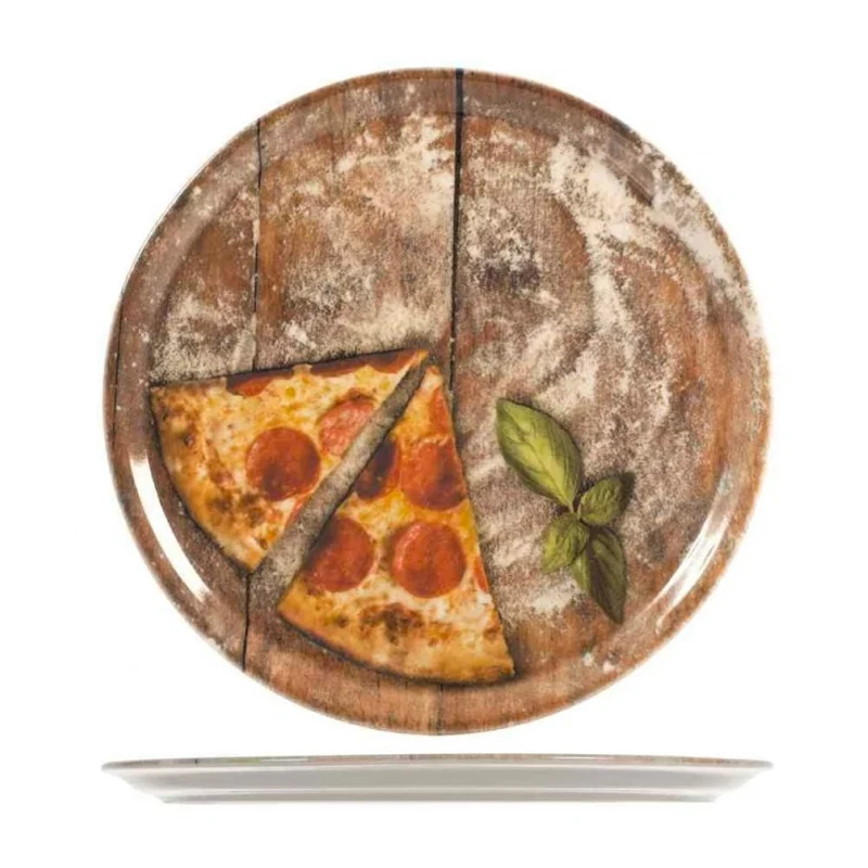 33 cm - Flour Piatto Pizza In Porcellana - Set 6 Pz