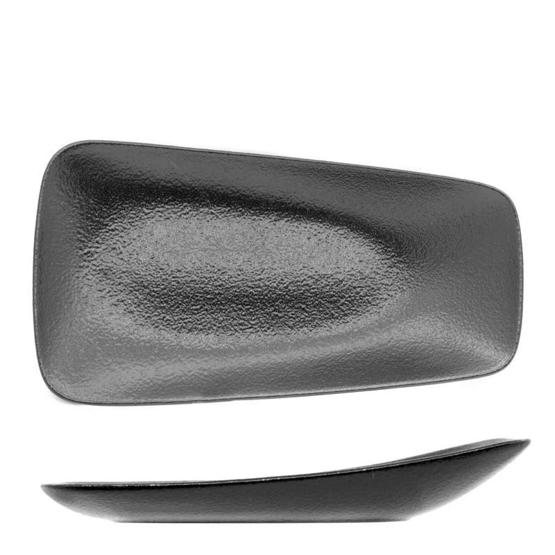 24x13 cm - Black Dazzle Piatto Vassoio Rettangolare In Porcellana - Set 12 Pz